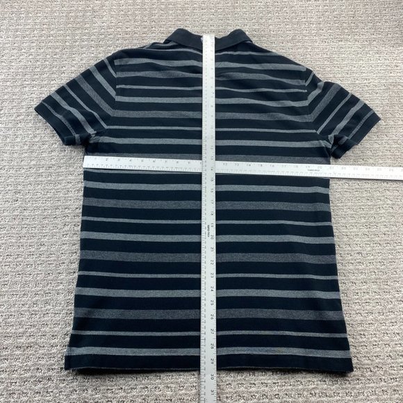 Tommy Hilfiger Polo Shirt Men Large L Gray Black Striped Slim Fit Casual Button - Picture 8 of 10